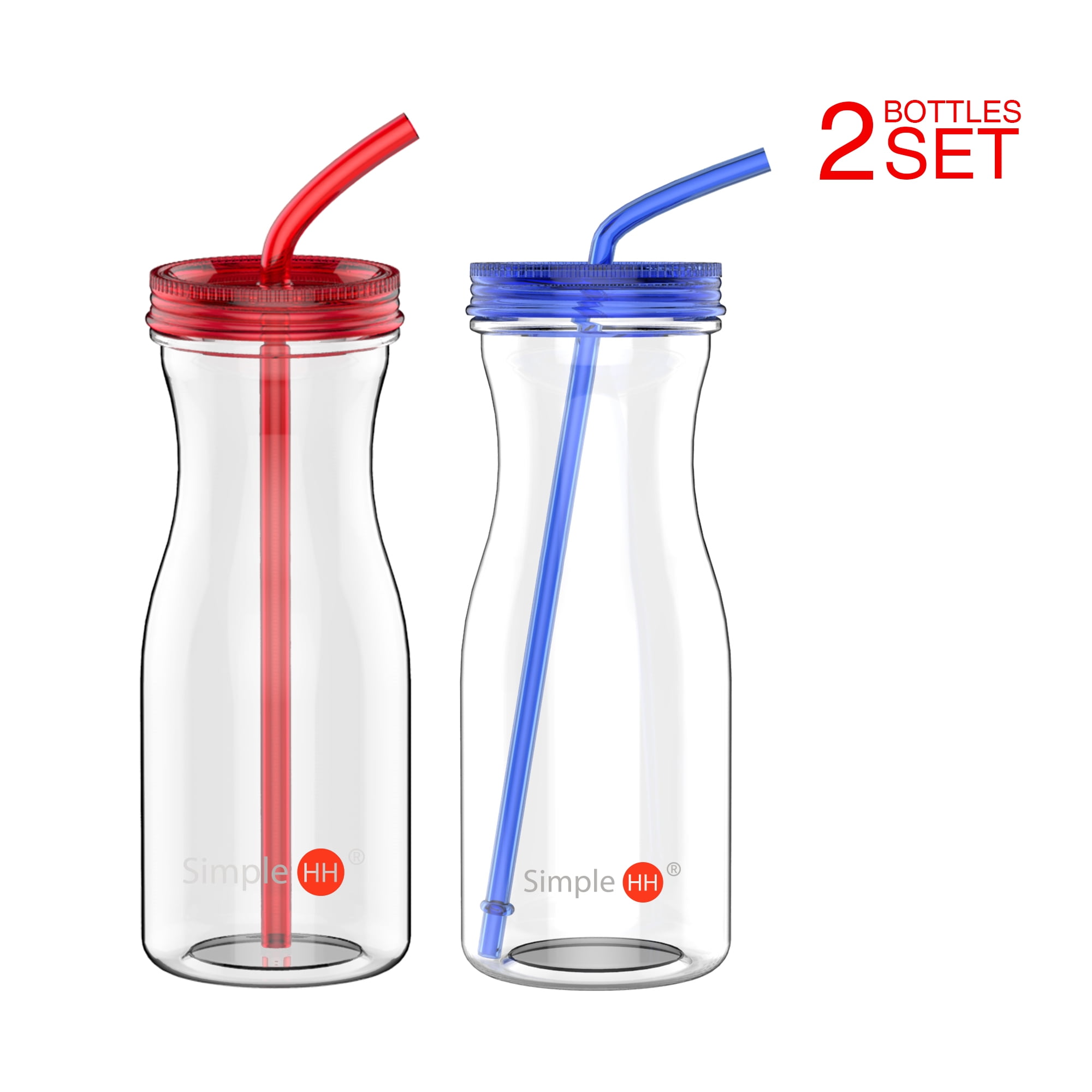 33oz Water Bottle with Straw BPA Free Cold Drink Extra Wide Mouth Black