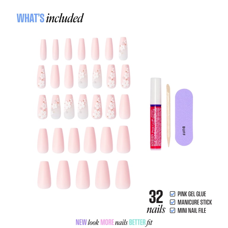 Kiss Luxe Press On Nails, Wandering Tide, Long Coffin, Beige photo 4