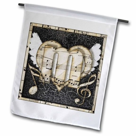 3dRose, Song Angel Initial Letter M, 12 x 18 inch Garden Flag