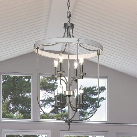 

Luxury French Country Indoor Chandelier 33.75 H x 21 W with English Country Style Elements Colonial Design Galvanized Steel Finish UHP3450