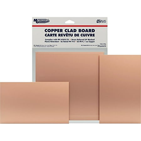 

MG Chemicals Copper Clad Board Double Sided 9 x 6 1 oz Copper 1/32 Thick FR4