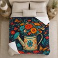 thumbnail image 4 of Vibrant Garden Watering Can Butterfly Digital Print, Rustic Botanical Portrait, Warm Flannel Blanket for Sunroom and Reading Nook, Garden Lovers decorative theme Gift, Rustic Home Decor, 4 of 7