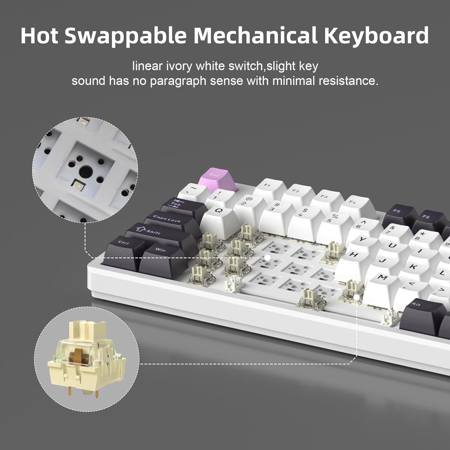 MageGee LIGHT87 Wired Creamy Keyboard, 80% Gasket Hot Swappable RGB Backlit Gaming Mechanical Keyboards with 6-Layer Sound Dampening,PBT Keycaps NKRO for Win/Mac, Purple