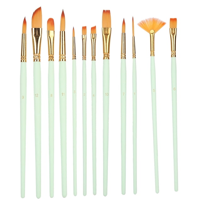 Watercolor Brush, Painting Brush, Nylon Brush Set Aluminum Tube Acrylic Calligraph 12PCs Matt Blue Rods,12PCs Matt Pink Rods,12PCs Matt Green Rods