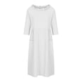 thumbnail image 4 of Birdeem Robe Décontractée Ample à Manches Trois-Quarts Col Rond avec Poches pour Femmes Couleur Unie, 4 of 11