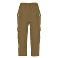 thumbnail image 4 of AKEGAMN Capris Casual Loose Outdoor Fitness Elastic High Waist Pants with Pockets Wide Leg Trousers, Brown M, Size S-XXL, 4 of 4