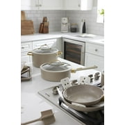 Thyme & Table 12-Piece Ceramic Non-Stick Granite Collection Cookware Set, Non-Toxic Pots and Pans Set - Taupe & Gold