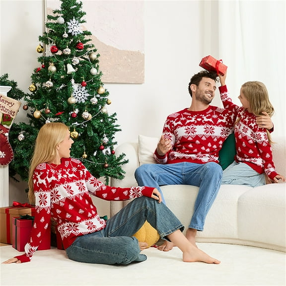 Christmas Family Matching Sweater Sets, Knitted Sweater Thickened Plush Warm Style, Long Sleeved Pajamas Set, Xmas Festival Pjs, Christmas Theme Pajamas