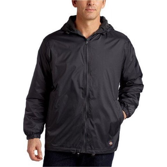 Men's Big Fleece Lined Nylon Hooded Jacket, Charcoal, 5X