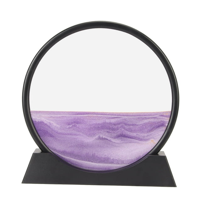 Imagen artística de arena móvil de 12 pulgadas, redonda, giratoria de 360 grados, movimiento líquido 3D, paisaje de arena de mar profundo, decoración de pintura de arena movediza, color morado