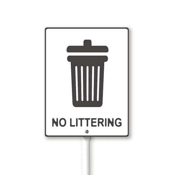 Eveokoki No Littering Sign with Stake - 8x12 Inch Aluminum No Dumping Signs Outdoor - No Trash Sign - Signs for Private Property