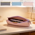 thumbnail image 1 of Pu Pencil Case Triangular Pencil Case Pink Artificial Leather Large Capacity Stationery Pouch Zipper Closure for Desk Storage(1Pc) by JASKFLY, 1 of 7