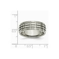 thumbnail image 6 of Grey Titanium Ring Band Wedding Notched & Grooved 8mm Satin, 6 of 6