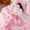 thumbnail image 4 of jejeloiu Bowknot Monogrammed P 7pcs Bedding Comforter Set,Modern Geometric Checkered Queen Bedding Sets For Girls Teens Reversible, 4 of 8