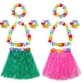 thumbnail image 1 of Falda elástica hawaiana de hierba Hula con disfraz de flores para fiesta, playa, baile, disfraces, multicolor, 2 juegos, 1 of 5
