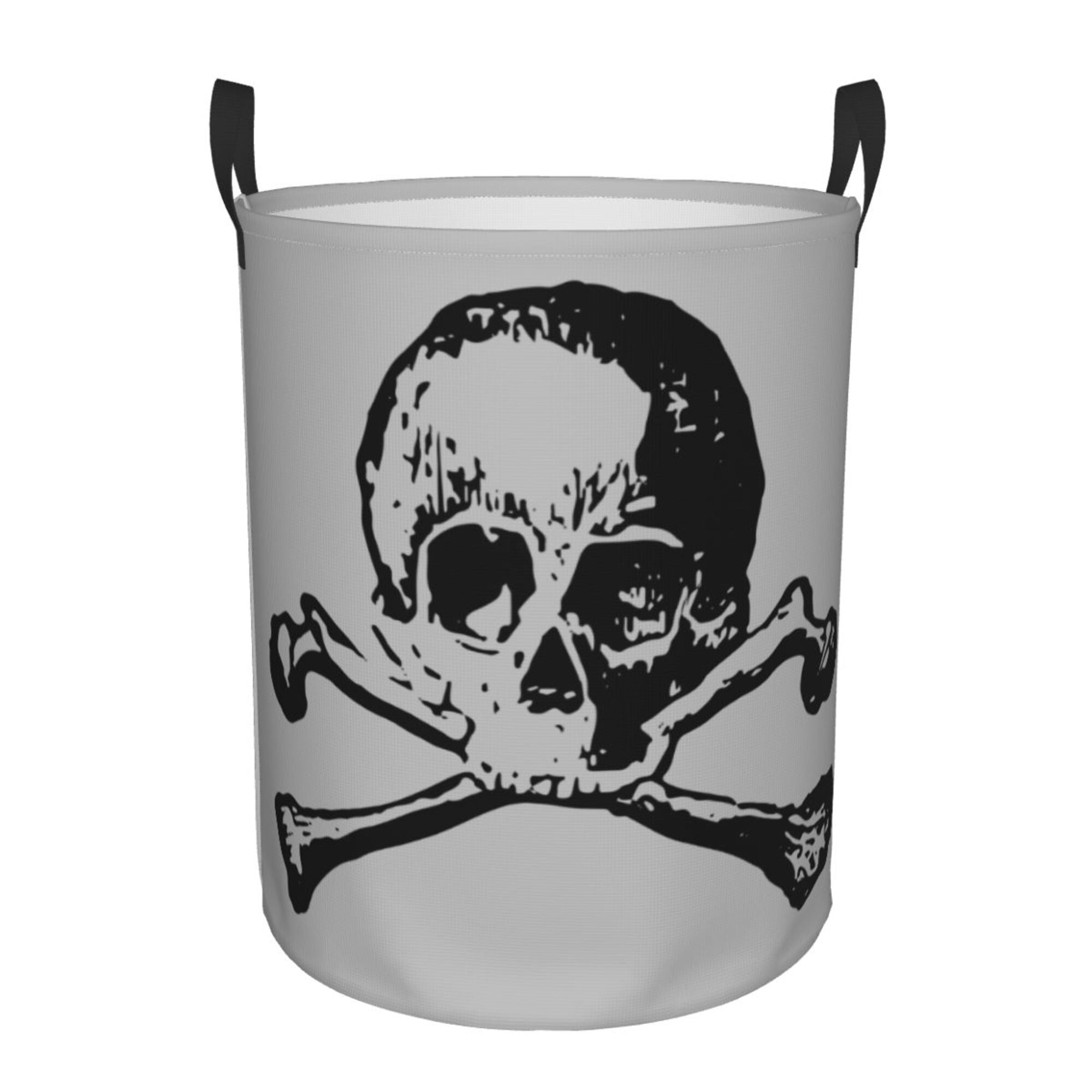 XMXY Round Laundry Basket Organizer, Death Terrible Skull Waterproof