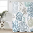 thumbnail image 5 of Coral Shell Shower Curtain, 36" x 72", Starfish Seahorse Blue Ocean Coastal Waterproof Bathroom Curtain Washable Shower Curtain Set with 12 Hooks, 5 of 6