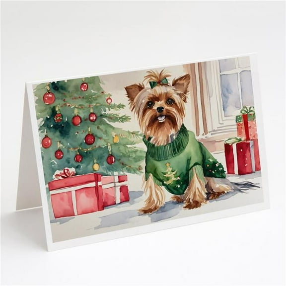 Yorkie Christmas Greeting Cards and Envelopes Pack of 8 7 in x 5 in
