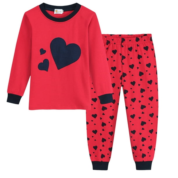 Little hand Filles Pyjamas Ensemble de Saint Valentin a Manches Longues Ensembles de Vetements pour Tout Petits Cherie 2pcs