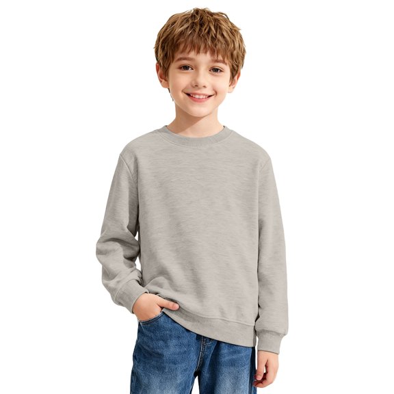 Kids' Sweatshirt Crewneck Long Sleeve Casual Pullover Basic Comfortable Classic Fit Solid Color Fall Top