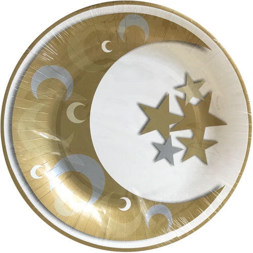 Ramadan 'Moon and Stars' Extra Large Paper Plates (10ct)