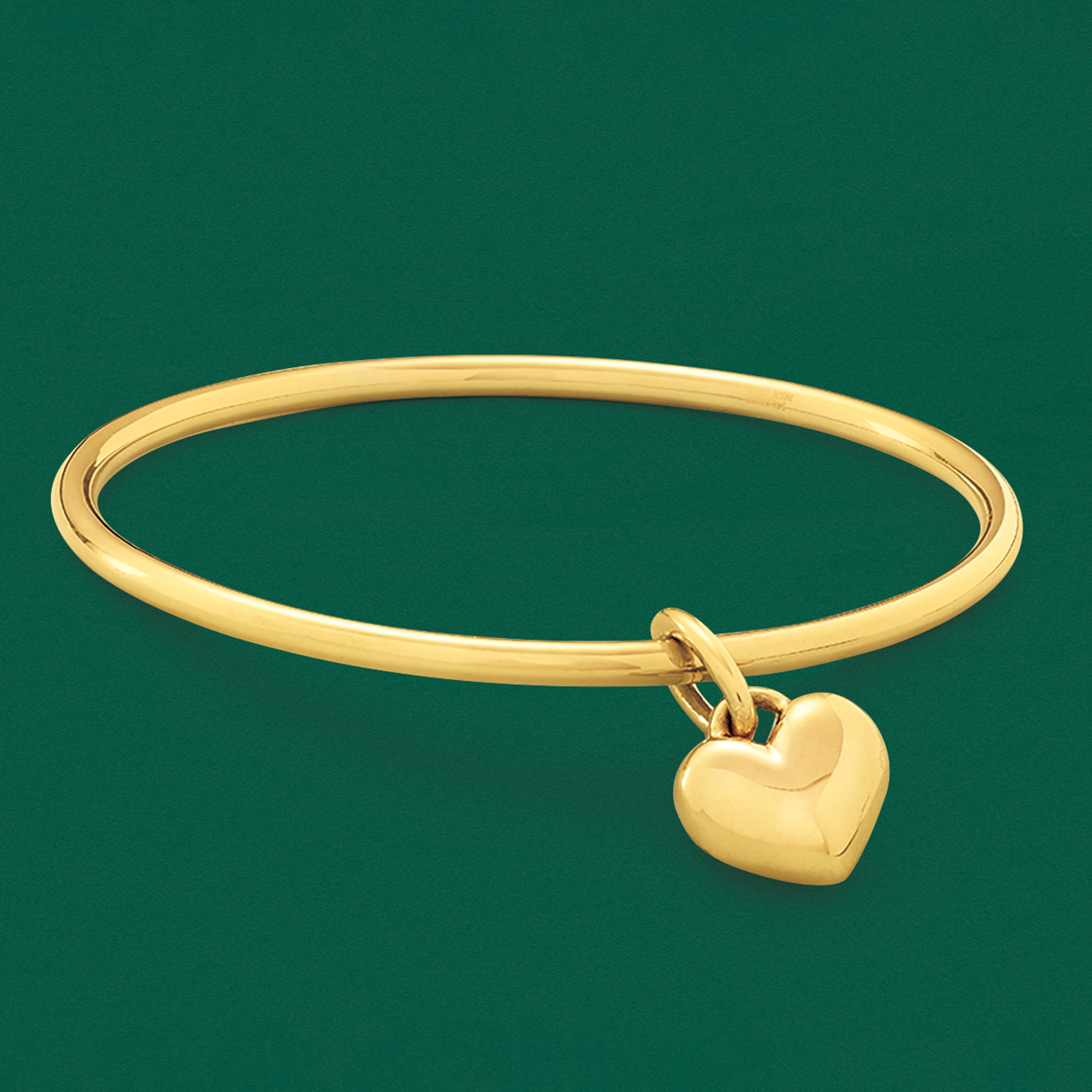 Ross-Simons Italian Andiamo 14kt Yellow Gold Over Resin Heart Charm Bracelet 
