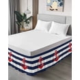 thumbnail image 4 of Nautical Anchor Bed Skirt California King Size 18" Drop Coastal Navy Blue Stripe Ruffled Wrap Around Bed Skirts Adjustable Elastic Bedskirt Dust Ruffle for California King Size Bed, 4 of 7