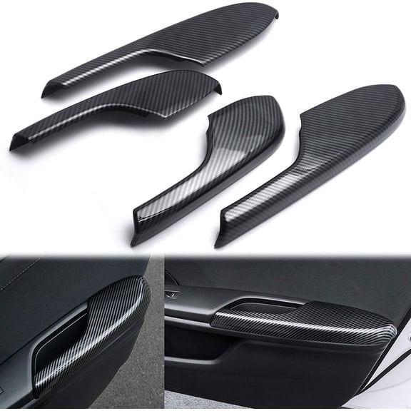Xotic Tech Interior Door Armrest Cover Trim, Carbon Fiber Pattern, Compatible with Honda Civic 10th Gen (NOT Fit Fabric Material Armrest)