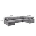 thumbnail image 3 of Sary 137 inch Sectional Sofa w Chaise- 2 Throw Pillows- Gray Chenille, 3 of 6