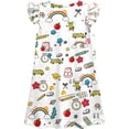 thumbnail image 7 of Curuila Toddler Girls Dress Flutter Sleeve Cartoon Print Crew Neck For School Fashionable Dresses Size 3-4 Years, 7 of 7