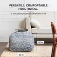 thumbnail image 3 of Chero Distressed Diamond 22" Square Pouf Ottoman Blue and Beige, 3 of 8