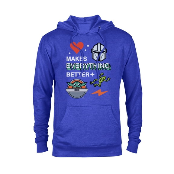 Star Wars The Mandalorian Grogu Love Makes Everything Better - Pullover Hoodie for Adults - Customized-Royal Heather