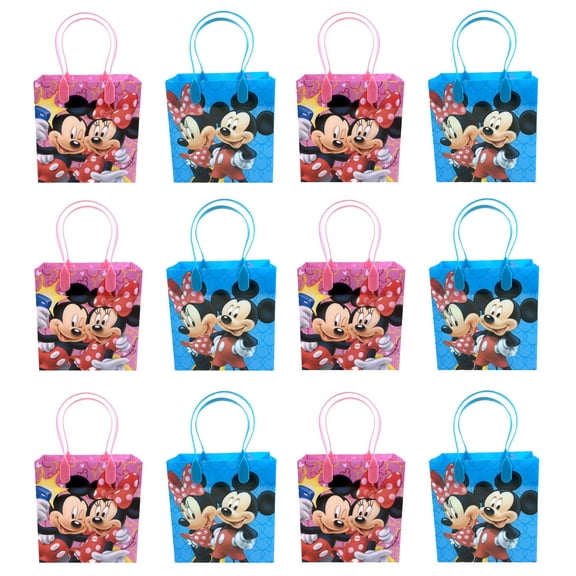 Mickey Mouse & Minnie 12 Authentic Licensed Party Favor Reusable Medium Goodie Gift Bags 6"