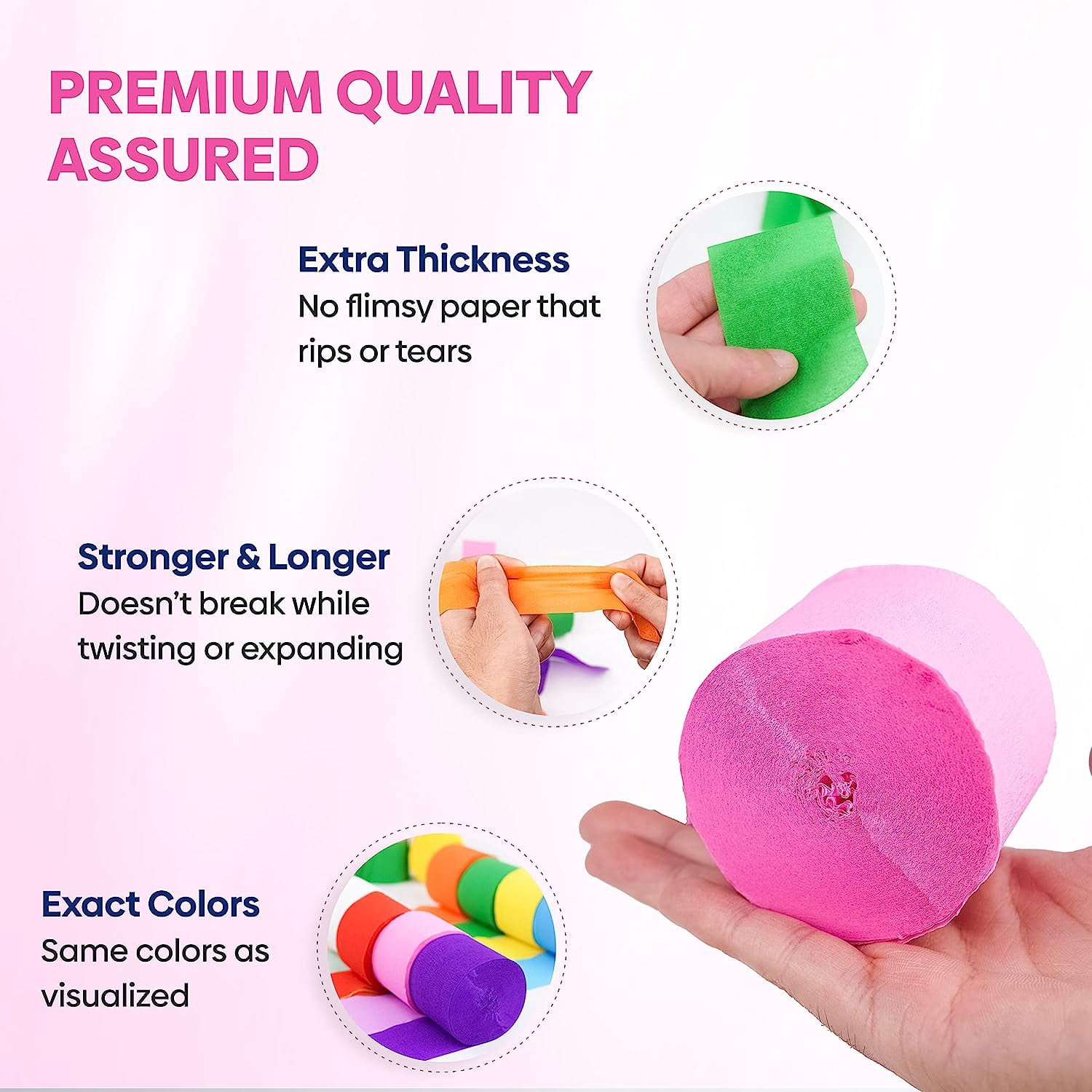 8 Crepe Paper Streamers Rolls, 656ft Pack of Unique 8 Rainbow Streamers Party Decorations, Birthday Streamers, Party Streamers for Wedding Decoration (1.8 inch x 82 ft/Roll)