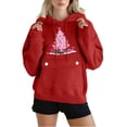 thumbnail image 6 of qucoqpe Women's Christmas Print Hooded Sweatshirt with Pocket, Long Sleeve Casual Pullover Hoodie, 6 of 6