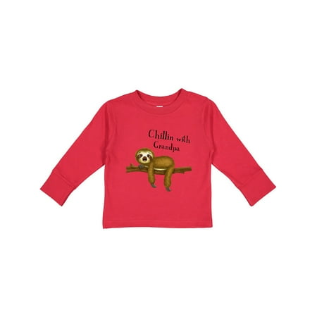 

Inktastic Chillin With My Grandpa Cute Sloth Gift Toddler Boy or Toddler Girl Long Sleeve T-Shirt