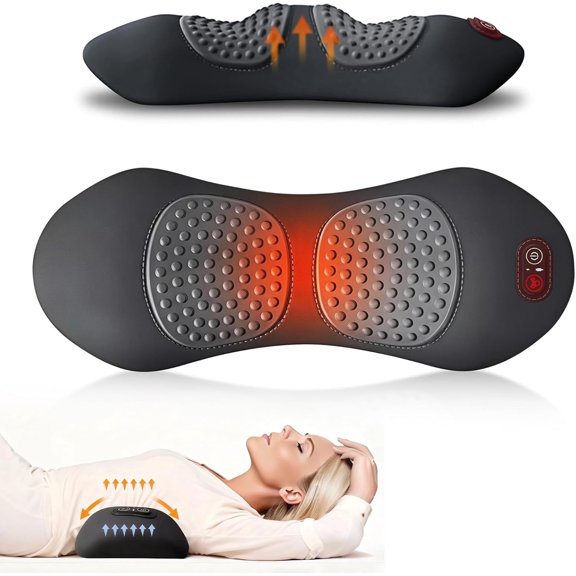2026 New 3-in-1 Back Massager with Heating, Vibration & Traction, Adjustable Height Deep Tissue Massage for Back Pain Relief