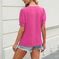 thumbnail image 5 of Ruyang Summer Tops for Women 2024 Women's Round Neck Loose Casual Blouses Solid Color Tshirts Cute Solid Three Quarter Length Tunic Tops, 5 of 8