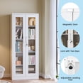 thumbnail image 5 of Fesbos 5-Tier Curio Cabinet with Tempered Glass Doors & 4 Adjustable Shelves, 67"H Tall Metal Display Bookcase with Lock, White, 5 of 10