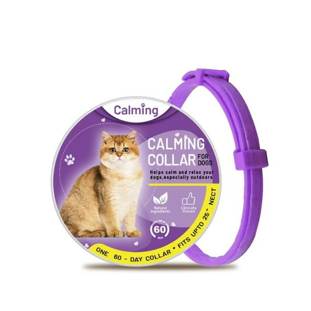 Juego de collar calmante para gatos Collar calmante para gatos ajustable con aroma a lavanda Collar relajante para gatos, Reduce la ansiedad por agresión por estrés, 38 cm Púrpura TUNC Sencillez