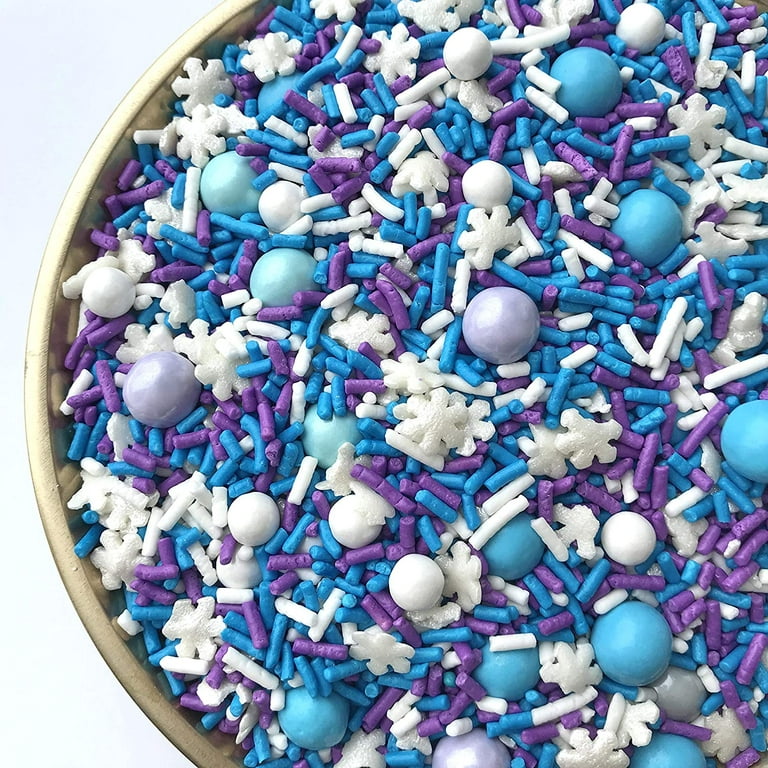Snowflake Sprinkles Mix  Blue White Winter Snowflake, Snowball Fight  Sprinkles Blend, Edible Medley - Sweets & Treats™
