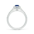 thumbnail image 2 of ANGARA Natural Claw-Set Oval Blue Sapphire Split Shank Halo Ring in 14K White Gold for Women (Size-7x5mm) | September Birthstone, Anniversary, Jewelry Gift for Women | Natural Blue Sapphire Ring, 2 of 9