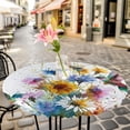 thumbnail image 6 of Hummingbird Round Tablecloth for 45-54 Inch Tables,Fitted Table Cover with Elastic Edge,Spring Farmhouse Oil Painting Sunflowers Waterproof Outdoor Table Cloth Protector for Patio Garden Dinner, 6 of 9