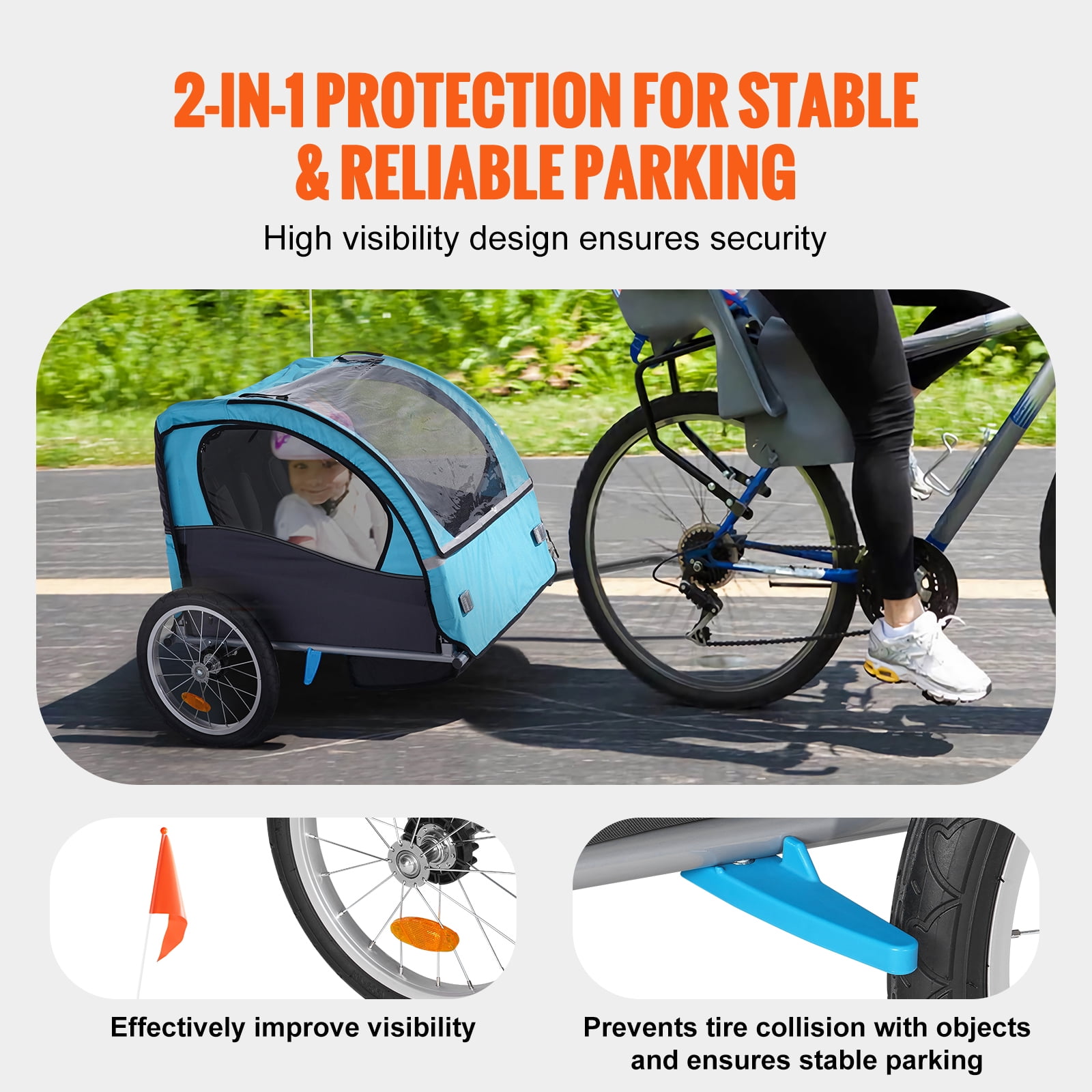 SKYSHALO Two Wheel Child Bicycle Trailer, Gray
