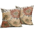thumbnail image 2 of Brown Rust Red Vintage Floral Pillow Covers 18x18 Rustic Flowers Botanical Print Decorative Throw Pillows Outdoor Country Decorations Pillow Cases for Couch Sofa Bed Decor Set of 2, 2 of 6