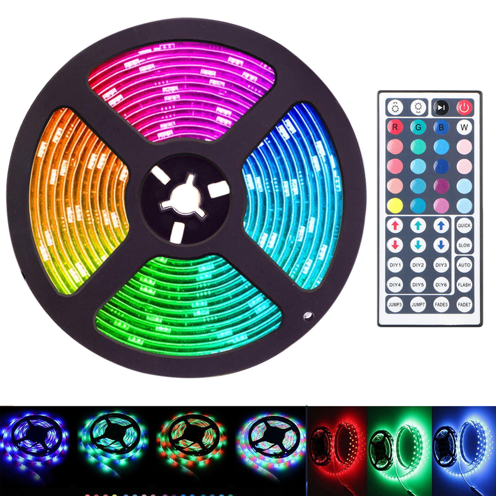 Flexible RGB LED Color Changing Light Strip Sound Activated w// Remote Control