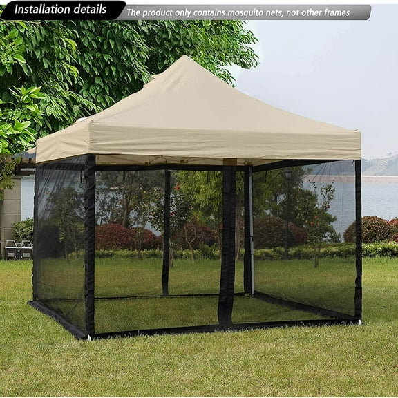 10x10 Mosquito Net for  Gazebo   Tent, Double Door Screen with Easy Installation Black