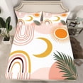 thumbnail image 2 of jejeloiu Geometric Stripe Twin Sheet Set (3-Piece) Bohemian Moon Tropical Plant Microfiber Decor For Adults, 2 of 7