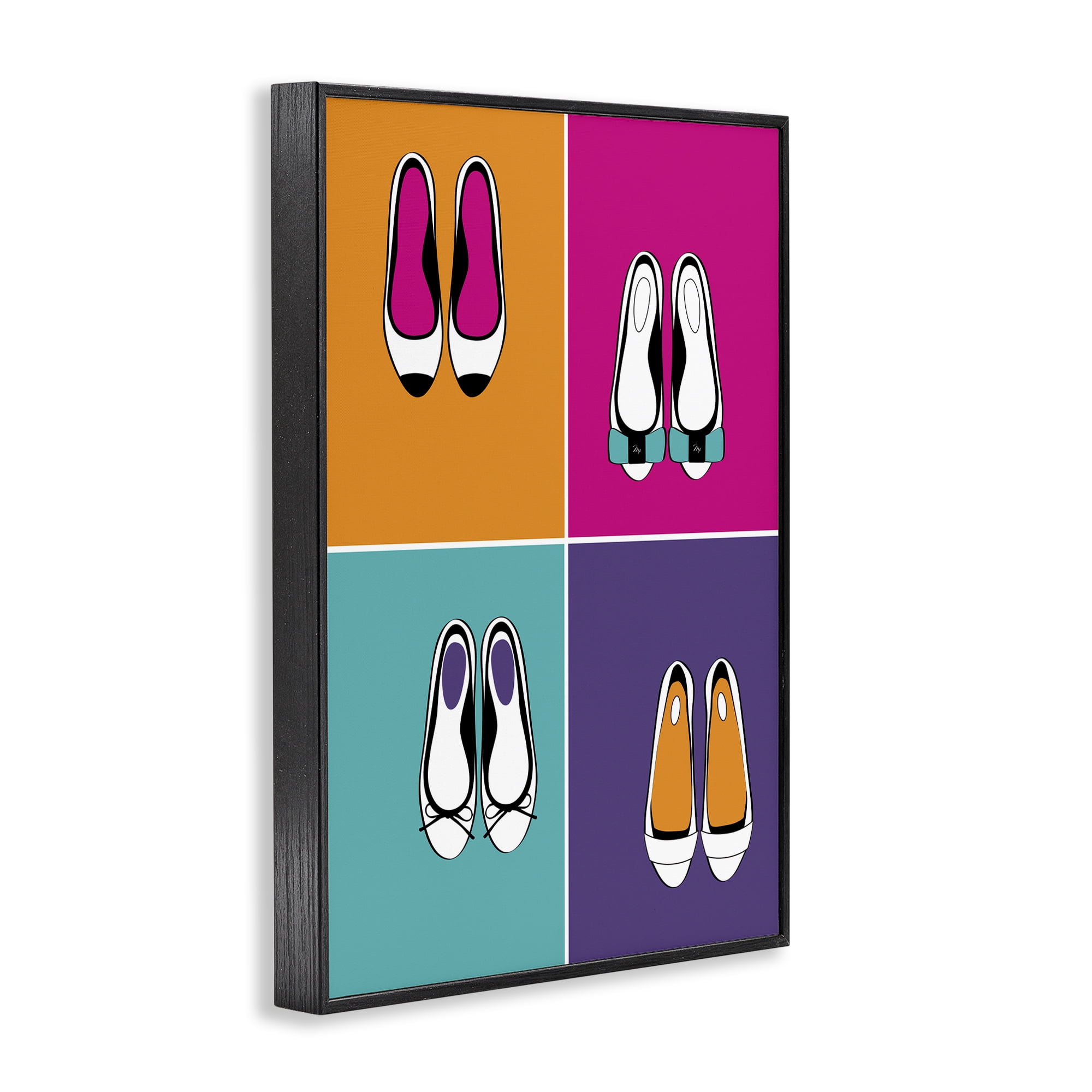 Stupell Industries Bold Pop Trendy Flats Black Framed Giclee Art, design by Martina Pavlova