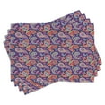 thumbnail image 1 of Ambesonne Paisley Place Mats Set of 4, Retro Hippie Motives, Standard Size, Purple, 1 of 6